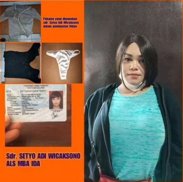 Barang bukti yang digunakan saat wanita pamer celana dalam. Dan wajah pelaku (Facebook/Yuni Rusmini)