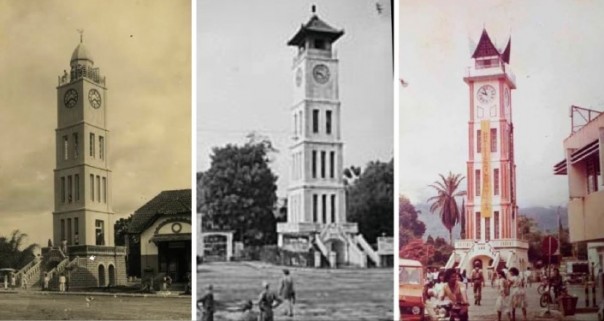 Bentuk Jam Gadang dari waktu ke waktu.
