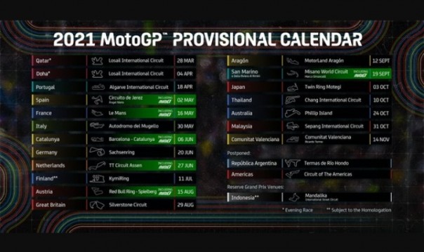 Jadwal Terbaru MotoGP Musim 2021, Indonesia Masih Cadangan