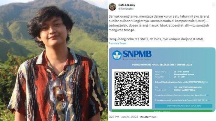 Terkuak Biodata Rafi Azzamy, Mahasiswa Viral usai Ejek UMM 'Kampus Durjana', Rektor Bakal Panggil